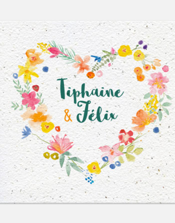 Zoom Faire part Coeur de fleurs