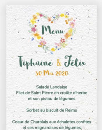 Zoom Menu Coeur de Fleurs
