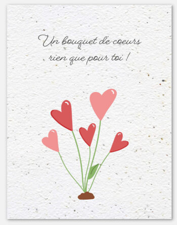 carte à planter bouquet de coeurs